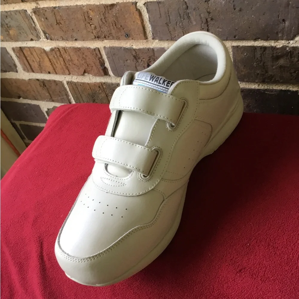 White Leather Velcro Slip-On Loafers